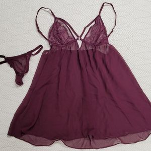 {Victoria's Secret} Strappy Maroon Babydoll